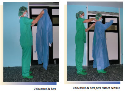 Ropa quirófano: colocación bata Ropa quirófano: colocación bata